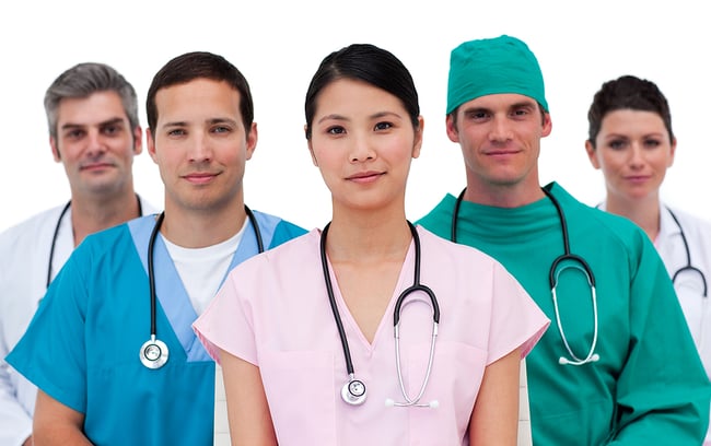 Medical team wearing stethoscopes.
